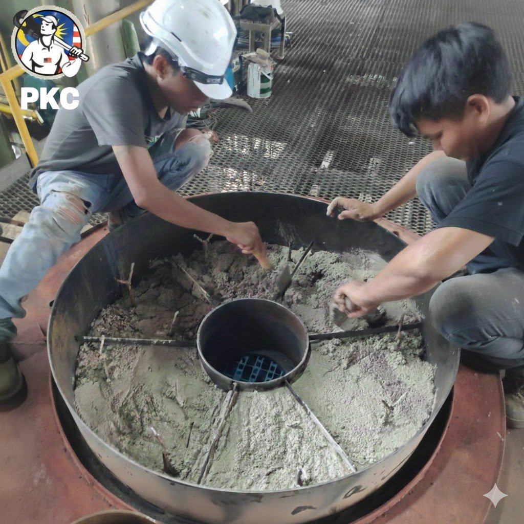 Industrial boiler refractory lining installation by PK Comrades Engineering