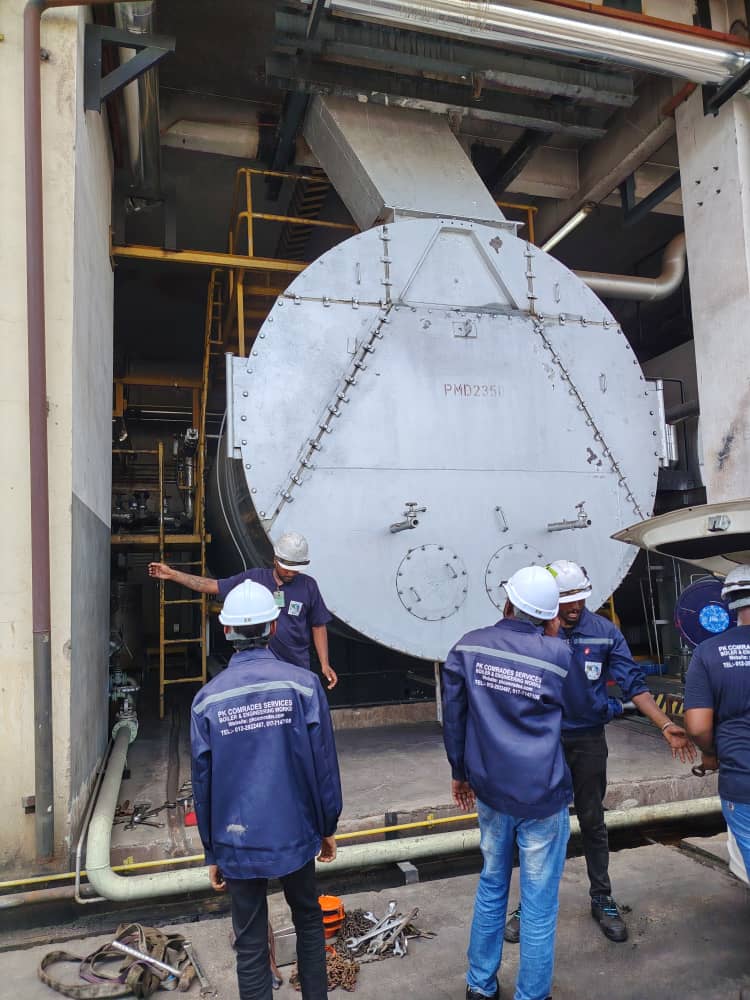 Close-up of 24/7 emergency boiler and burner field service in Malaysia