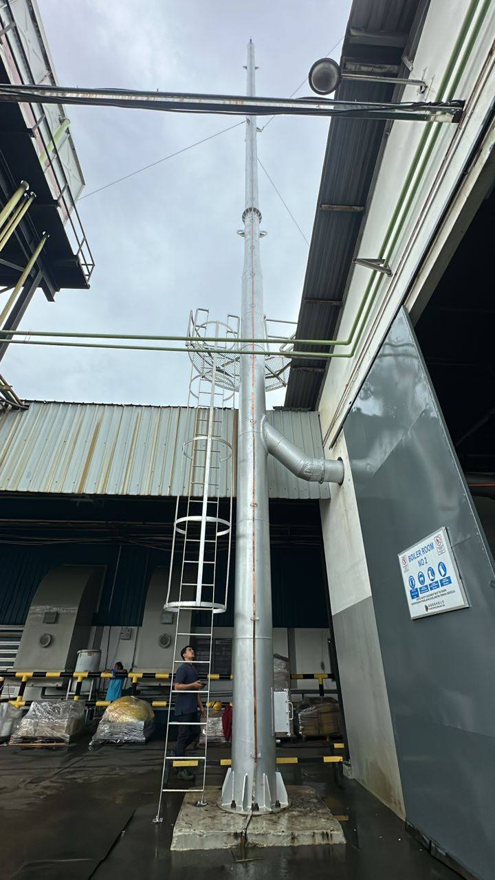 Industrial exhaust stack fabrication by PK Comrades in Malaysia