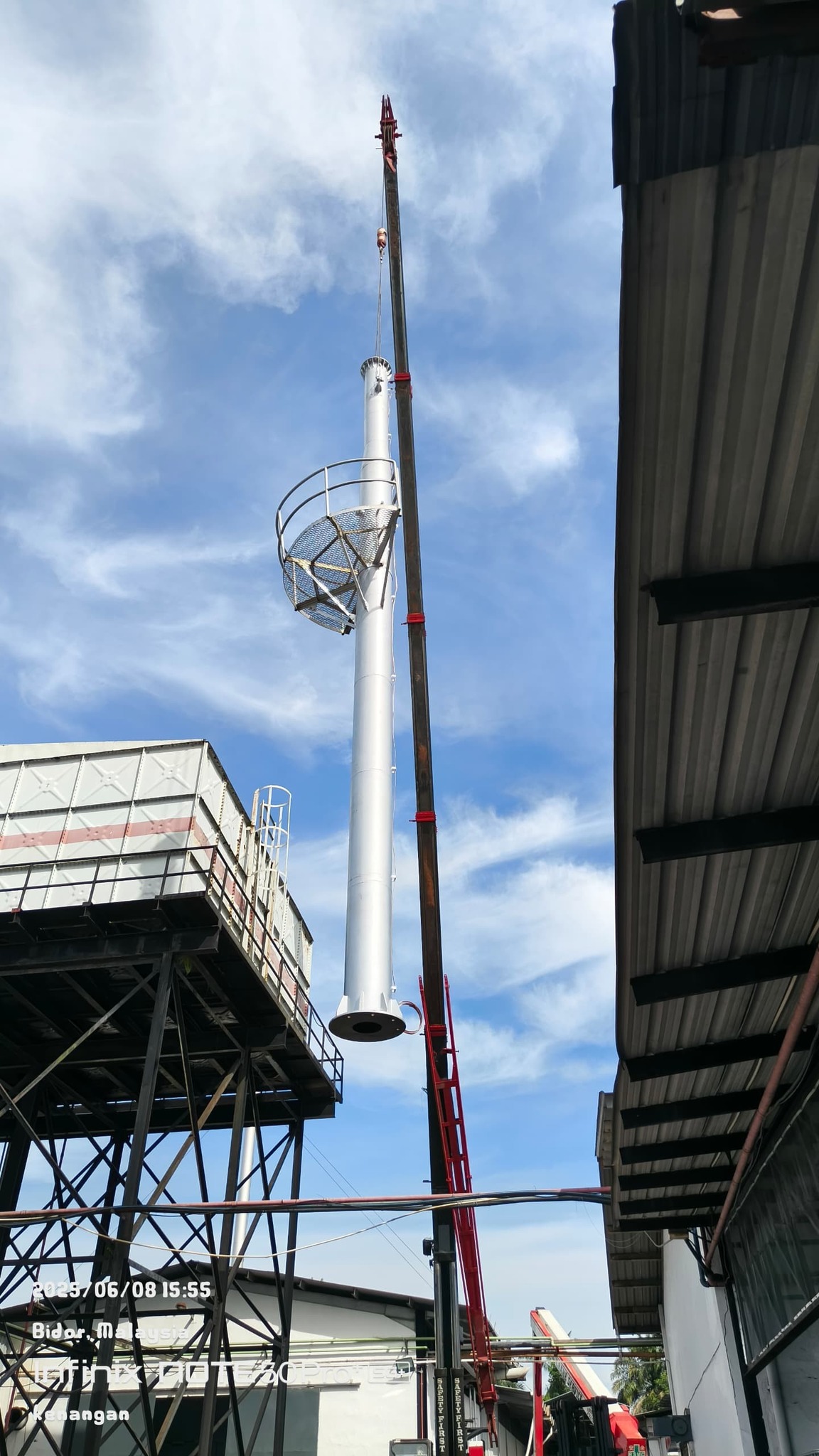 Completed custom industrial chimney fabrication project in Malaysia