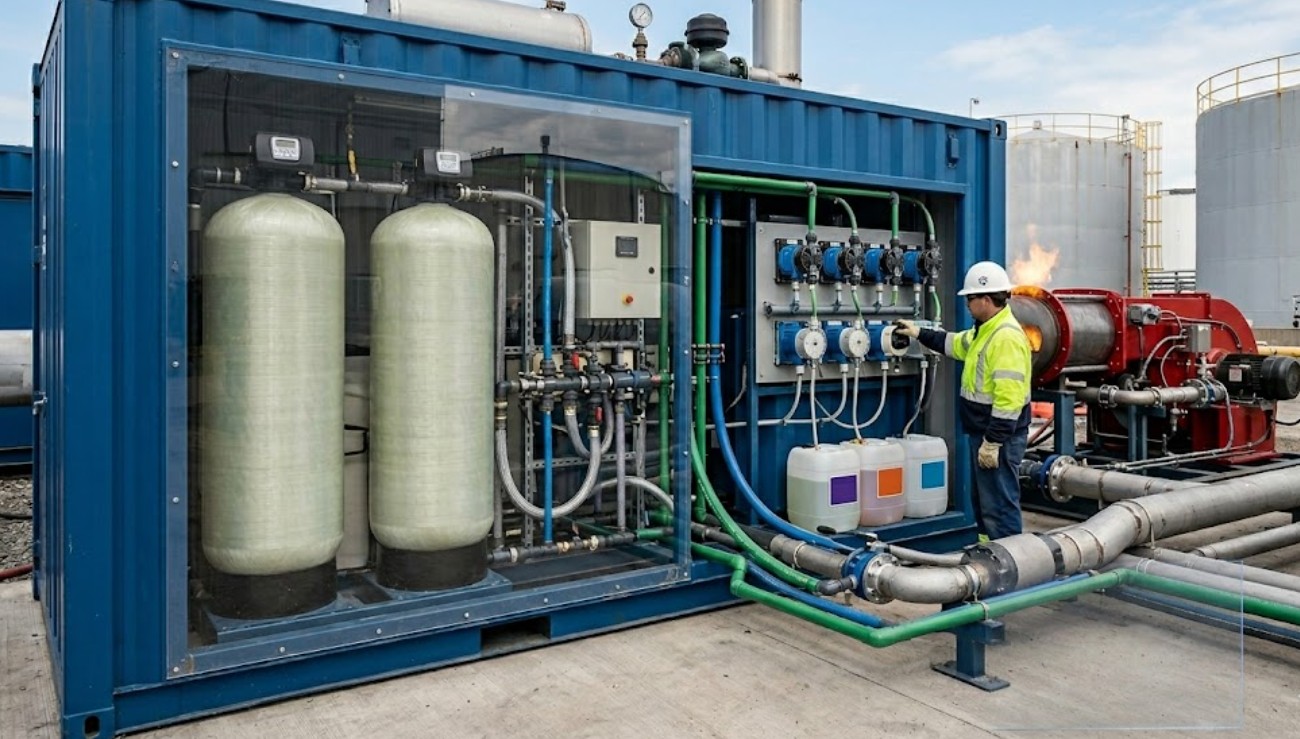 Industrial boiler water treatment softener and chemical dosing system in Malaysia