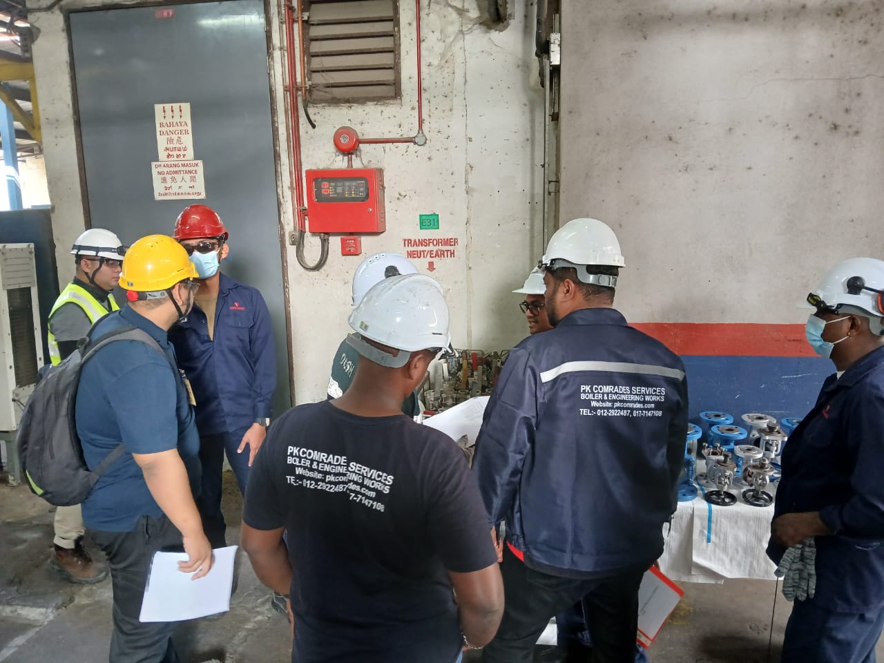PK Comrades Services boiler and engineering team on-site at a client facility in Malaysia