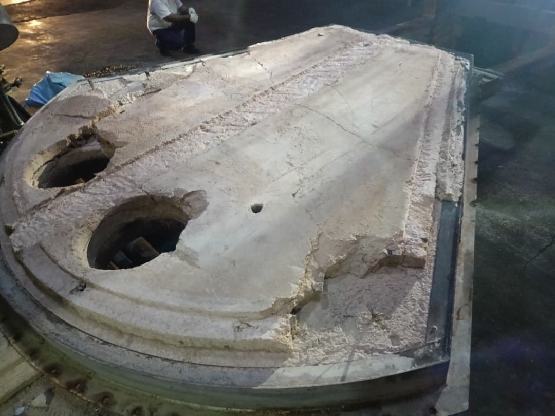Industrial boiler refractory lining demolition stage in Malaysia