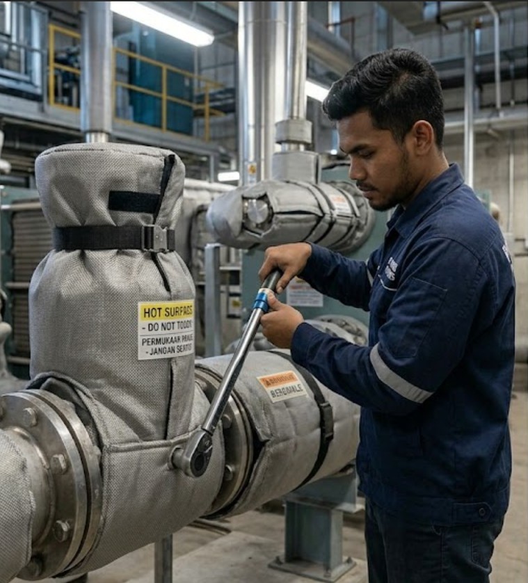Removable valve and flange insulation jacket fabricated in Malaysia